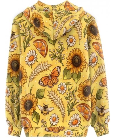 Women's Hooded Sweatshirt Cute Sweatshirts for Women Baggy for Outdoor Sports Sunflower Butterflies $22.61 Hoodies & Sweatshirts