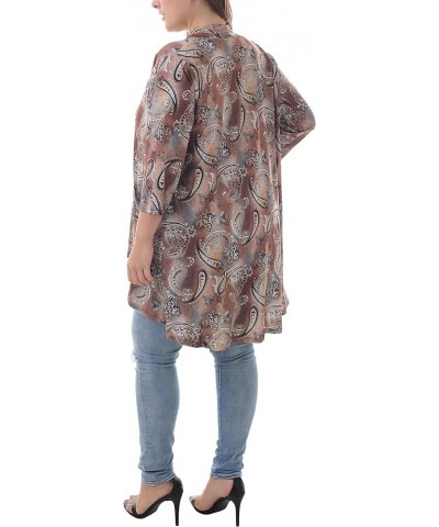 Women's Plus Size 3/4 Sleeve Lightweight Soft Printed Drape Cardigan with Pockets 001 $12.32 Sweaters