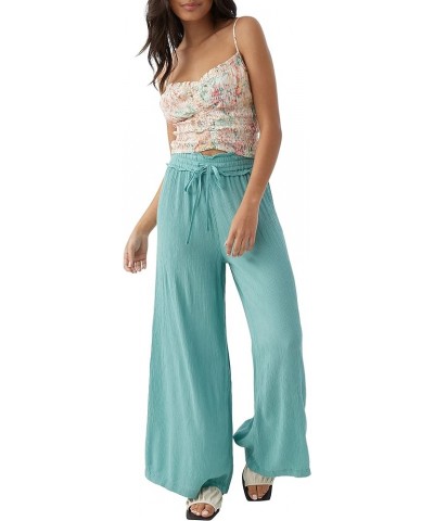 Women's Woven Wide Leg Pant - Comfortable and Casual Wide Leg Pants with Elastic Waist Teal | Ninette Solid $24.00 Pants