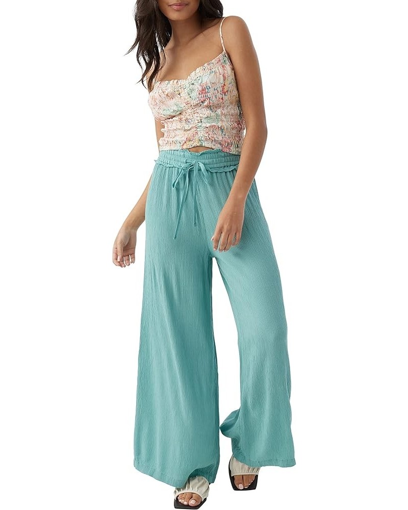 Women's Woven Wide Leg Pant - Comfortable and Casual Wide Leg Pants with Elastic Waist Teal | Ninette Solid $24.00 Pants