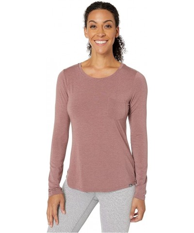 womens Foundation Long Sleeve Crew Neck Top Dark Mauve Heather $22.92 Activewear