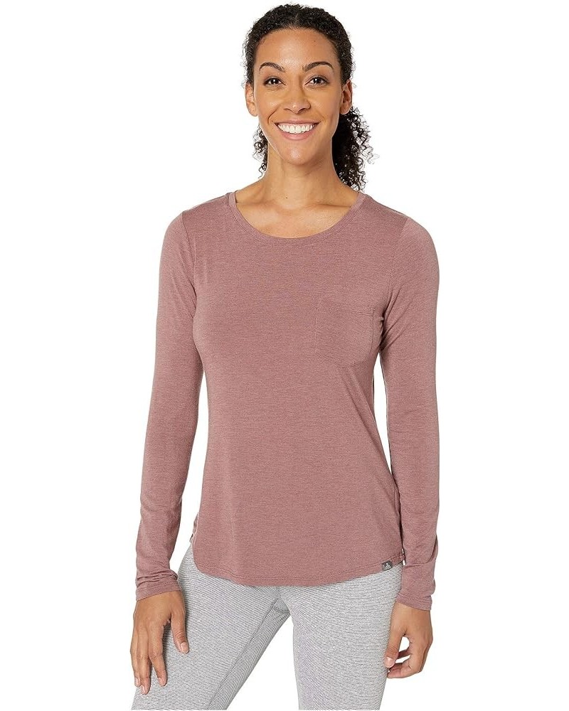 womens Foundation Long Sleeve Crew Neck Top Dark Mauve Heather $22.92 Activewear