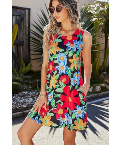 Summer Dresses for Women Beach Floral Tshirt Sundress Casual Pockets Boho Tank Dress 05 Black Floral $14.49 Dresses