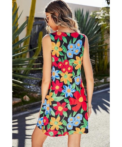 Summer Dresses for Women Beach Floral Tshirt Sundress Casual Pockets Boho Tank Dress 05 Black Floral $14.49 Dresses