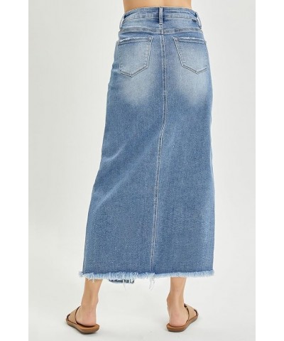 Risen Jeans - Front Slit Long Skirt - RDS6196 Mediumblue $38.45 Skirts