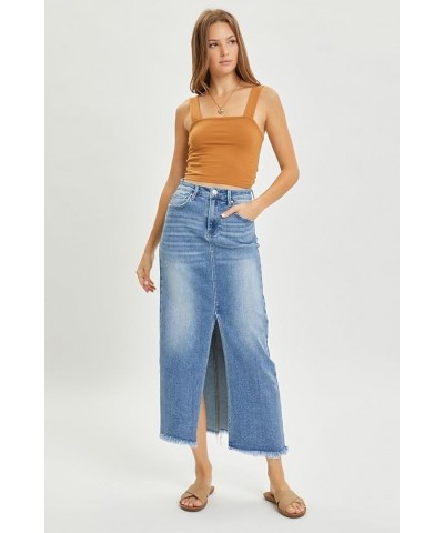 Risen Jeans - Front Slit Long Skirt - RDS6196 Mediumblue $38.45 Skirts