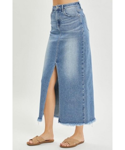 Risen Jeans - Front Slit Long Skirt - RDS6196 Mediumblue $38.45 Skirts