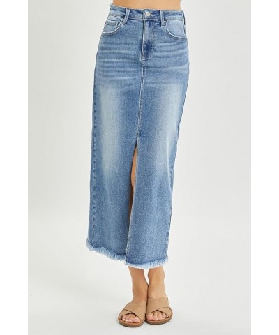 Risen Jeans - Front Slit Long Skirt - RDS6196 Mediumblue $38.45 Skirts