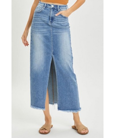 Risen Jeans - Front Slit Long Skirt - RDS6196 Mediumblue $38.45 Skirts