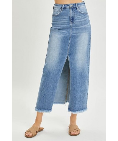 Risen Jeans - Front Slit Long Skirt - RDS6196 Mediumblue $38.45 Skirts