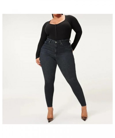 Akapi Jeans Mujer, Womens Akapi Jeans Curvy Jeans, High Waisted Stretch Hip Lift Skinny Denim Pants Dark Blue $16.45 Jeans