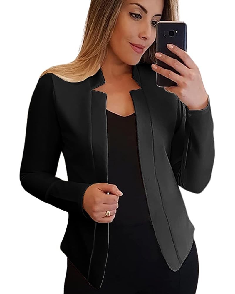 Womens Casual Business Blazers Open Front Long Sleeve Slim Work Office Blazer Jackets Black $14.28 Blazers