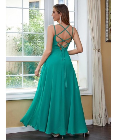 Chiffon Bridesmaid Dresses for Women Long A Line Pleated V Neck Formal Evening Party Gown Coral $35.94 Dresses