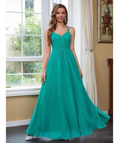 Chiffon Bridesmaid Dresses for Women Long A Line Pleated V Neck Formal Evening Party Gown Coral $35.94 Dresses