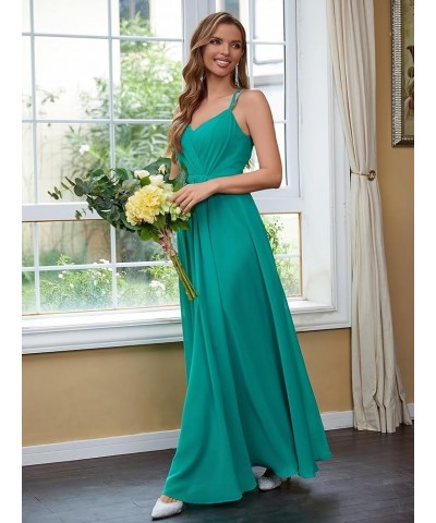 Chiffon Bridesmaid Dresses for Women Long A Line Pleated V Neck Formal Evening Party Gown Coral $35.94 Dresses