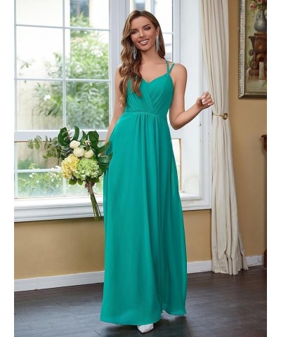 Chiffon Bridesmaid Dresses for Women Long A Line Pleated V Neck Formal Evening Party Gown Coral $35.94 Dresses