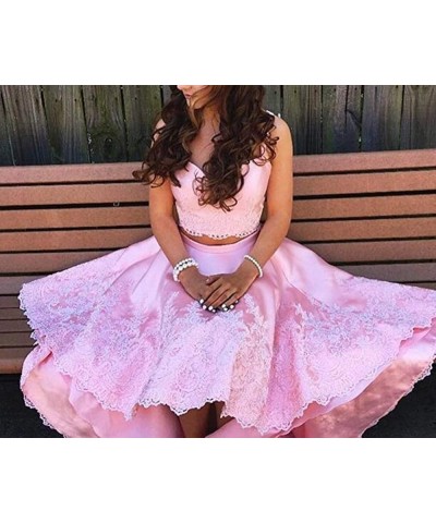 Lace Two Piece Homecoming Dresses for Girl High Low Short Prom Formal Gown Sage Green $35.87 Dresses