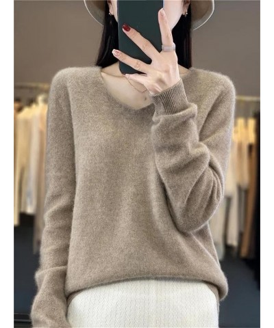 Women 100% Merino Wool Knitted Sweater Autumn Winter V-Neck Long Sleeve Pullover Jumper Tops Shumei $28.17 Sweaters