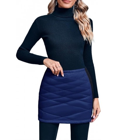 Women's Puffer Quilted Skirts Winter Outdoor Zipper Insulated Skirts for Hiking Running Golf with Pockets Navy Blue $17.97 Sk...