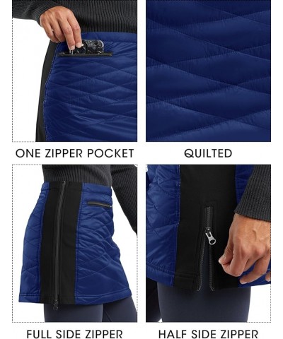 Women's Puffer Quilted Skirts Winter Outdoor Zipper Insulated Skirts for Hiking Running Golf with Pockets Navy Blue $17.97 Sk...