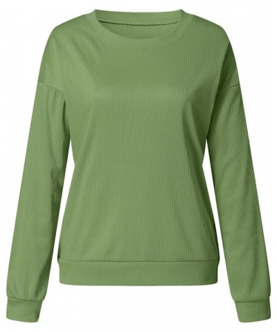 Women's Casual Long Sleeve Fall Tops Oversized Ribbed T-Shirt Thin Sweatshirt Cute Crewneck Pullover Graphic Tops A6-green $5...