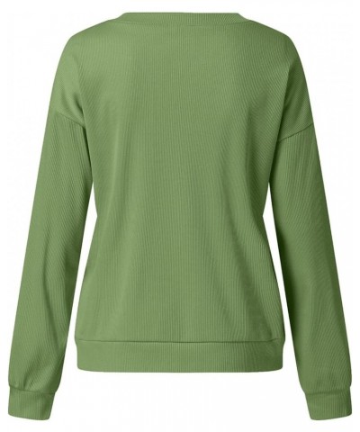 Women's Casual Long Sleeve Fall Tops Oversized Ribbed T-Shirt Thin Sweatshirt Cute Crewneck Pullover Graphic Tops A6-green $5...