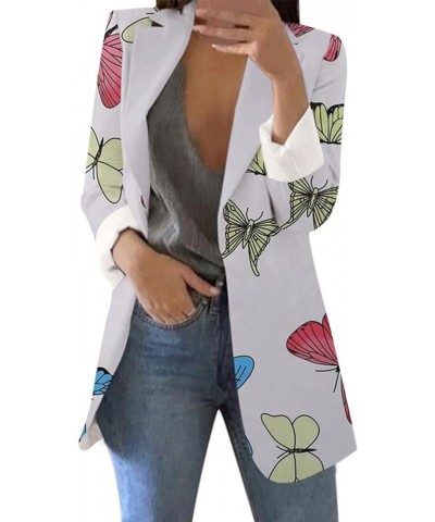 Blazers for Women Casual Lightweight Boho Floral Print Long Sleeve Open Front Work Suit Blazer Jackets Cardigan Coat 17-blue ...