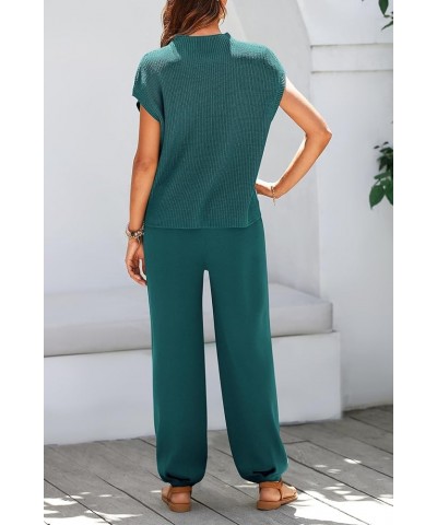 Womens Two Piece Outfits Sweater Sets Knit Pullover Tops And High Waisted Pants Matching Tracksuit Sweatsuit Set Blue Green $...