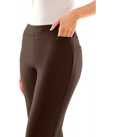 Women's Flattering Pull-on Slim Leg Pant with Tummy Control Panel Chocolate $34.45 Pants