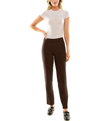 Women's Flattering Pull-on Slim Leg Pant with Tummy Control Panel Chocolate $34.45 Pants