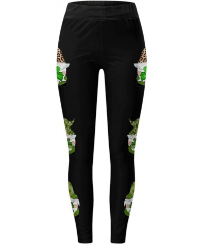 St Patricks Day Leggings for Women Shamrock Leaves Green Pants Slim Fit Tummy Control Leggings Irish Green Yoga Pants Bn-blac...