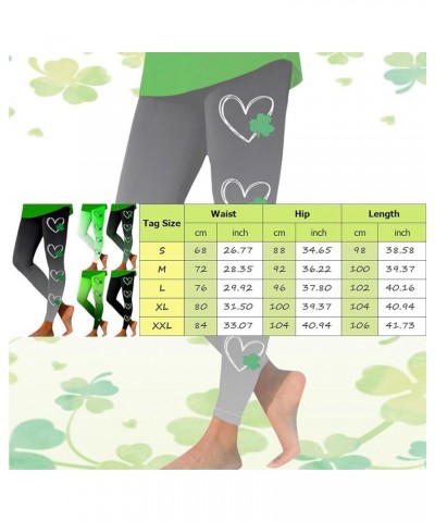 St Patricks Day Leggings for Women Shamrock Leaves Green Pants Slim Fit Tummy Control Leggings Irish Green Yoga Pants Bn-blac...