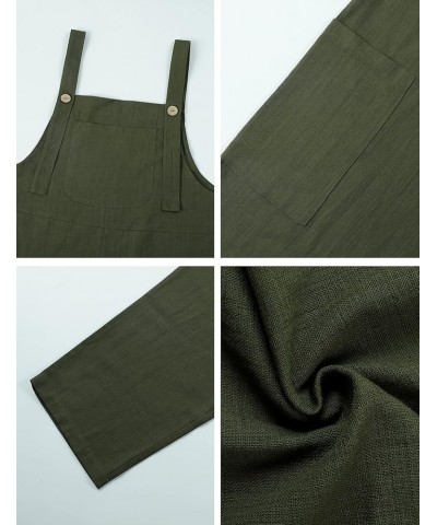 Women's Casual Overalls Wide Leg Cotton Jumpsuit Baggy Casual Loose Rompers Bib Pants Army Green $15.49 Overalls