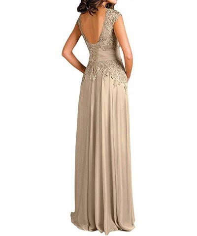 Lace Mother of The Bride Dress Cap Sleeve Applique V Neck Chiffon Formal Evening Gowns LYQ54 Navy Blue $40.28 Dresses