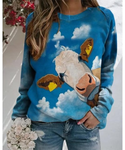 Women's Flower Butterfly Print Sweatshirt Casual 3D Print Oversized Long Sleeve Crewneck Pullover Tops Blouse Shirts Sky Cow ...