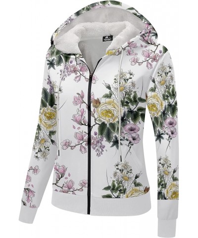 Zip Up Hoodies for Women Warm Fall Winter Fleece Jacket Casual Hooded Sweatshirts Thick Sherpa Lined 23-flower $24.29 Jackets