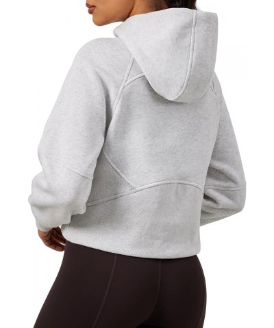 Womens Cropped Zip Up Hoodies Oversized Sweatshirt Fleece Pullover Sweaters Long Sleeve Tops with Thumb Holes Light Grey-01 $...