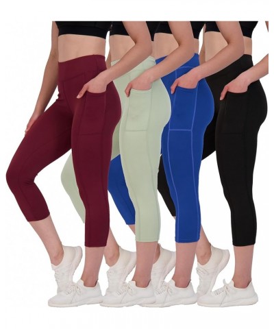 4 Pack: Women's Capri Leggings with Pockets Casual Yoga Workout Exercise Pants (Available in Plus Size) Standard Set 9 $26.99...