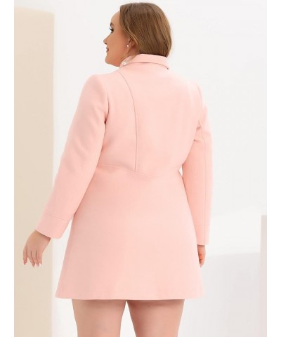 Women's Plus Size Coat A-Line Peter Pan Collar Double Breasted Fall Winter Peacoat Pink $39.00 Blazers