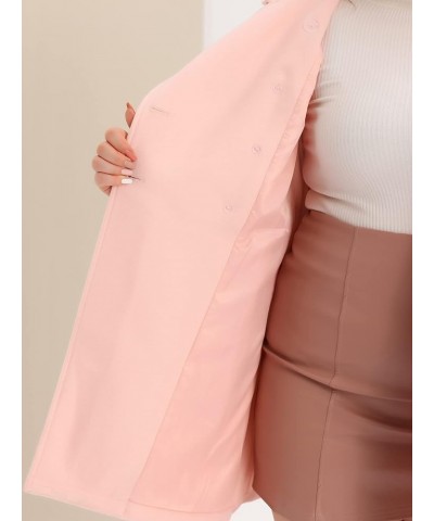 Women's Plus Size Coat A-Line Peter Pan Collar Double Breasted Fall Winter Peacoat Pink $39.00 Blazers