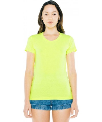 Women's 50/50 Classic Crewneck Short Sleeve T-Shirt Neon Heather Yellow $5.80 T-Shirts