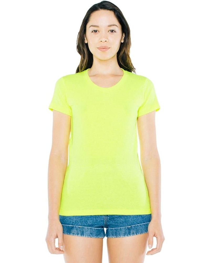 Women's 50/50 Classic Crewneck Short Sleeve T-Shirt Neon Heather Yellow $5.80 T-Shirts