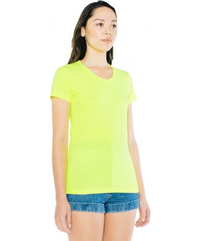 Women's 50/50 Classic Crewneck Short Sleeve T-Shirt Neon Heather Yellow $5.80 T-Shirts