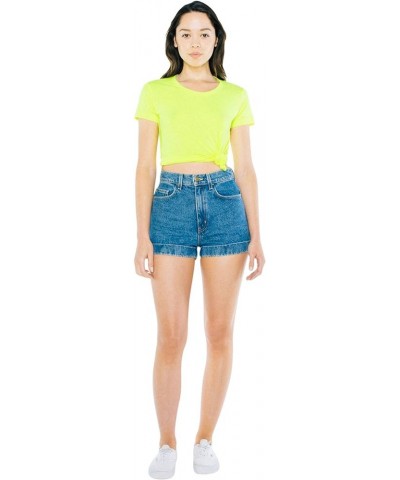 Women's 50/50 Classic Crewneck Short Sleeve T-Shirt Neon Heather Yellow $5.80 T-Shirts