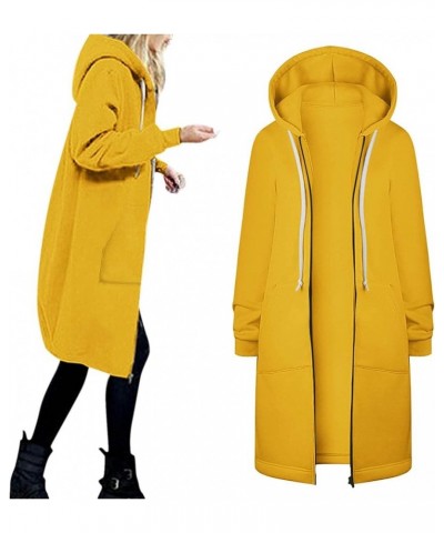 Womens Zip Up Hoodies Cropped Sweatshirts Fall Outfits Casual Hooded Pullover Sweaters Tops Winter Clothes Yellow $10.06 Acti...