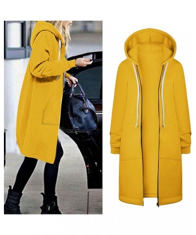 Womens Zip Up Hoodies Cropped Sweatshirts Fall Outfits Casual Hooded Pullover Sweaters Tops Winter Clothes Yellow $10.06 Acti...