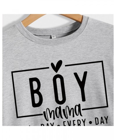 Boy Mama All Day Everyday Sweatshirt Women Funny Mom Life Shirts Crewneck Long Sleeve Pullover Mother's Day Tops Beige $14.84...