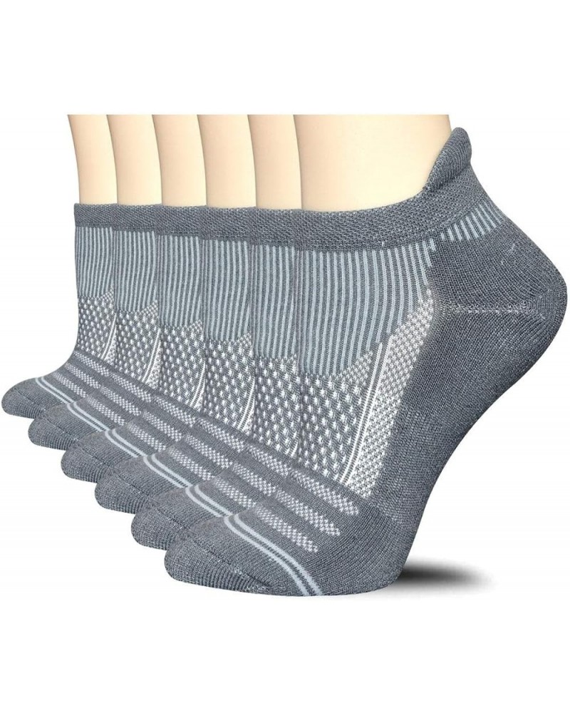 6 Pack Women Ankle Athletic Socks Low Cut Breathable Running Tab Socks with Cushion Sole Grey1 $8.39 Activewear