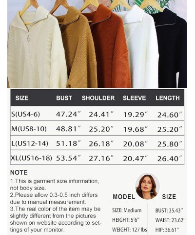 Women's Half Zip Pullover Sweater Balloon Long Sleeve V Neck Collar Oversized Knit Fall Winter Tops Caramel $17.60 Sweaters