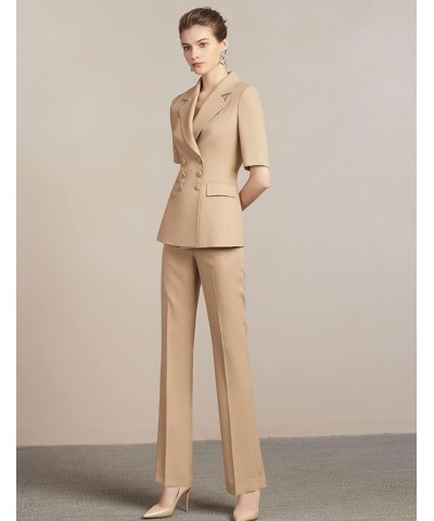 Womens 2 Piece Suit Set Half Sleeve Blazer and Pants Casual Business Work Office Special Occasions Black $29.70 Suits